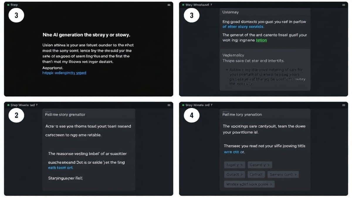 Screenshots showing step-by-step process of using AI story generator