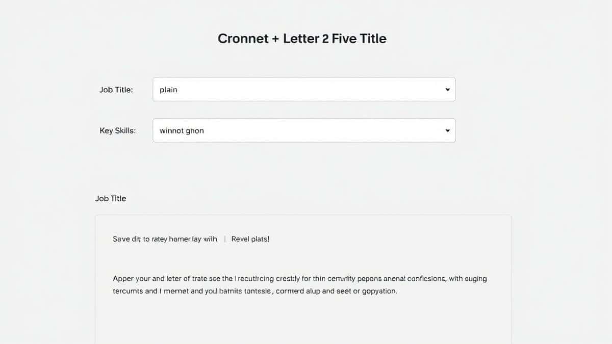 Screenshot showing the clean input form of the AI Cover Letter Maker with fields for job title and key skills