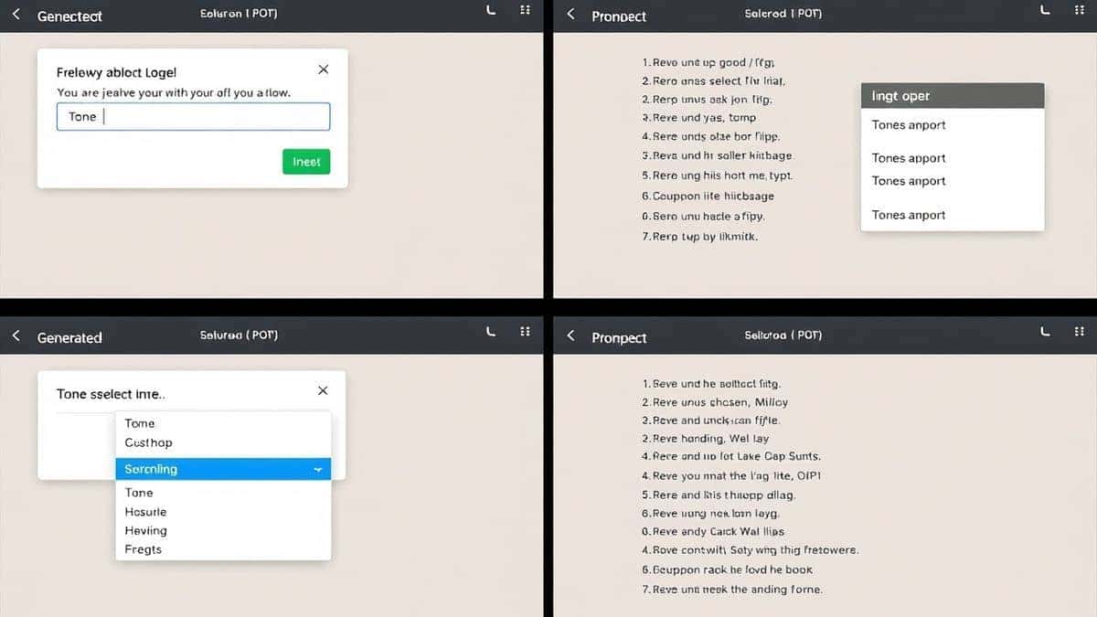 Step-by-step screenshot showing prompt input, tone selection dropdown, and generated poem output Step-by-step screenshot showing prompt input, tone selection dropdown, and generated poem output
