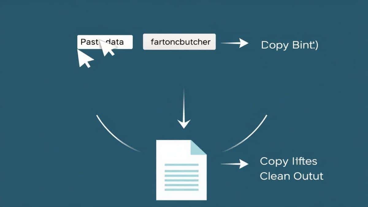 A step-by-step visual guide showing the process from entering a prompt to copying the final AI-generated story.