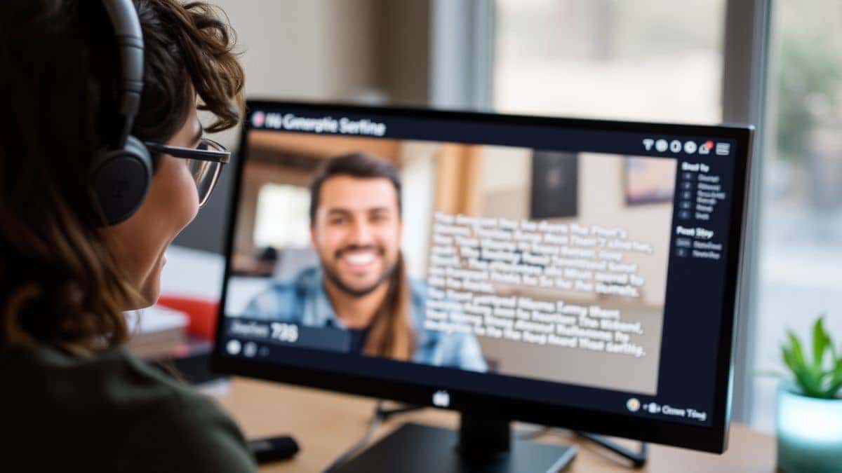 Writer smiling at screen showing successful story generation